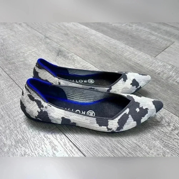 Rothy's The Point Ash Grey Camo Print Flats RARE RETIRED Size 8 - Picture 1 of 8
